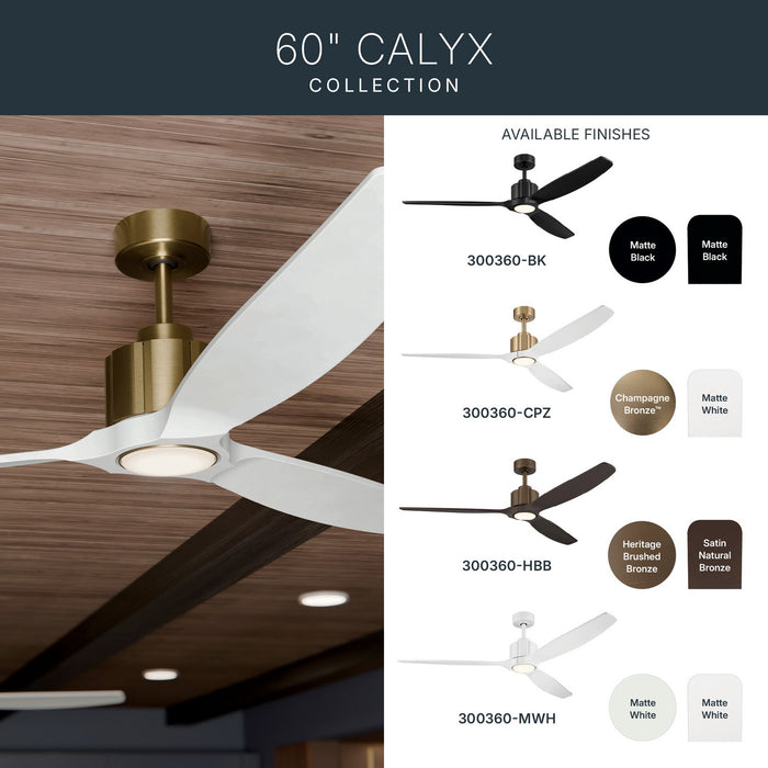 Kichler - 300360-BK - 60" Ceiling Fan - Calyx - Matte Black