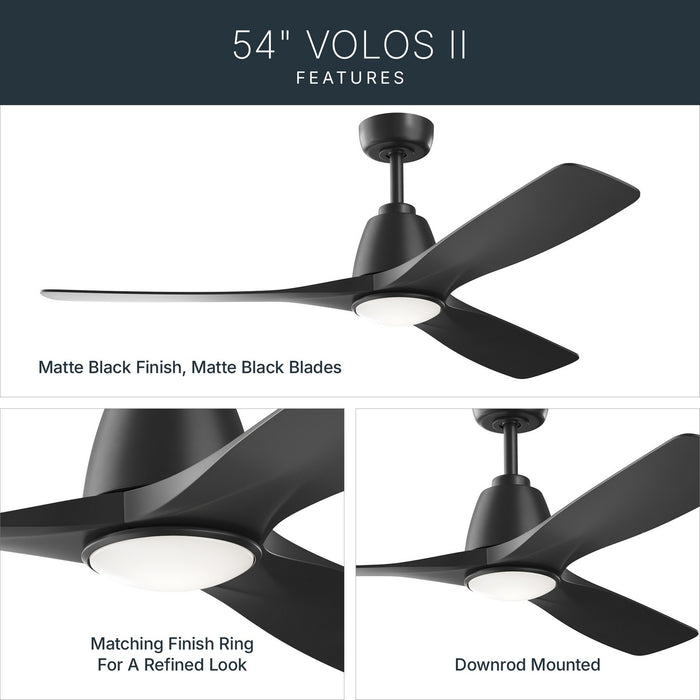 Kichler - 300054-BK - 54" Ceiling Fan - Volos II - Matte Black