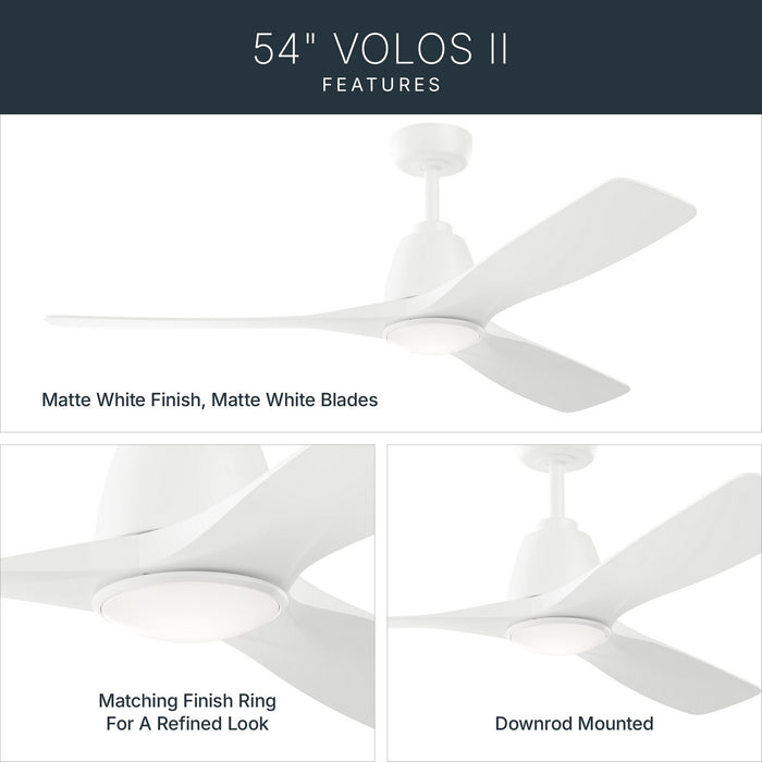 Kichler - 300054-MWH - 54" Ceiling Fan - Volos II - Matte White