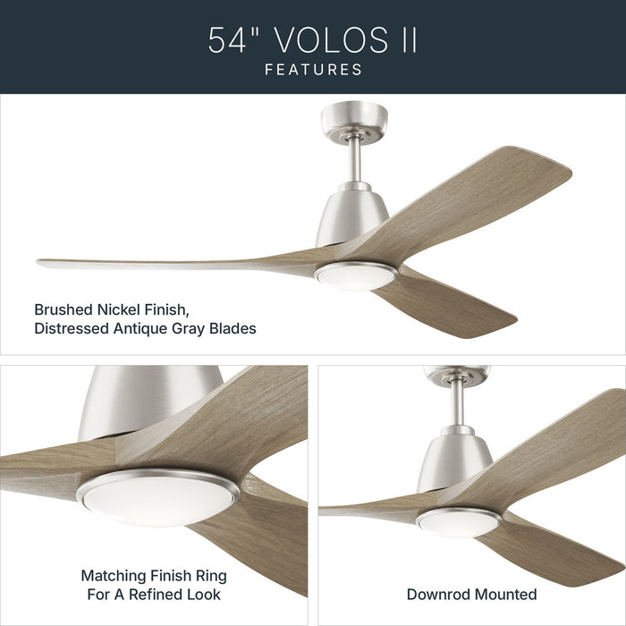 Kichler - 300054-NI - 54" Ceiling Fan - Volos II - Brushed Nickel