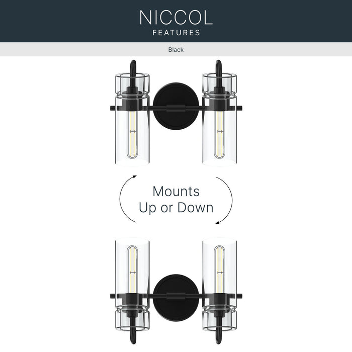 Kichler - 55251BK - Two Light Bath - Niccol - Black