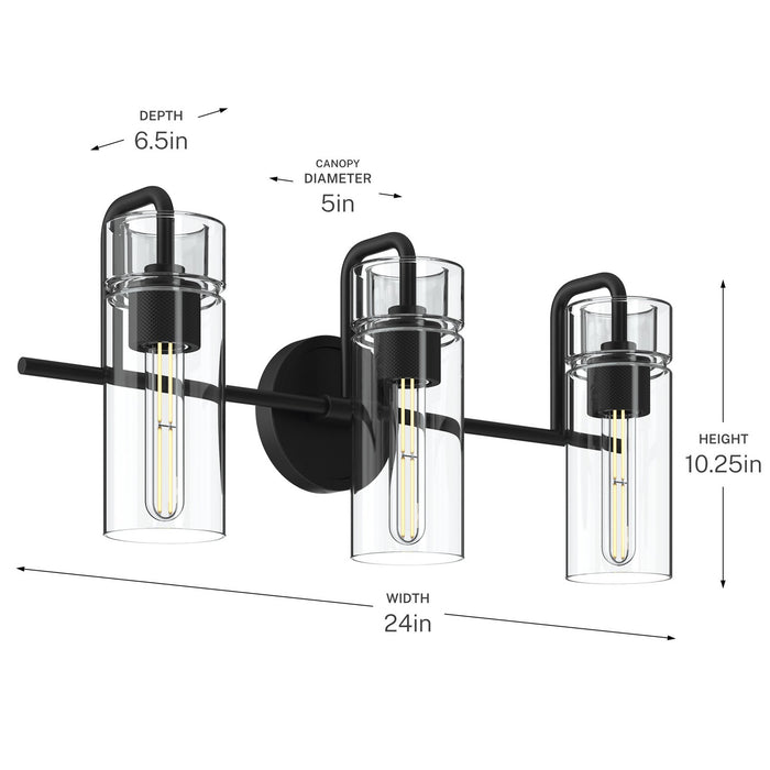 Kichler - 55252BK - Three Light Bath - Niccol - Black