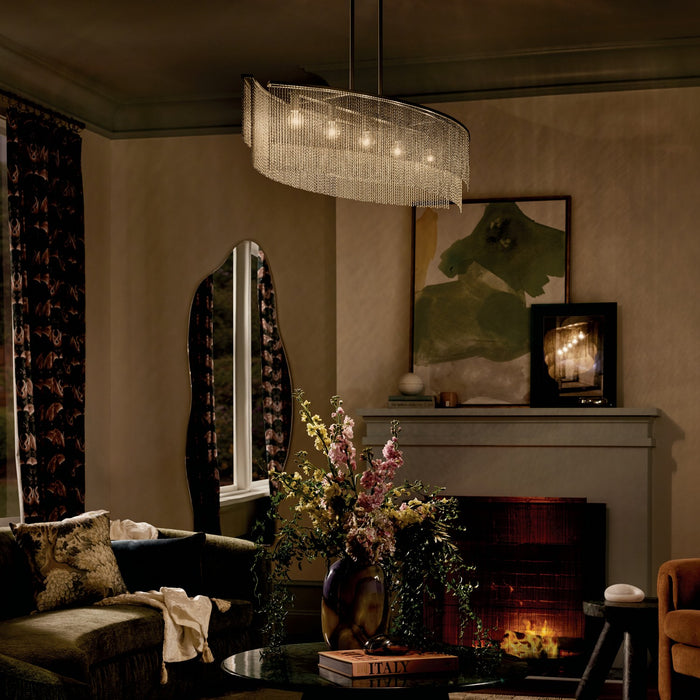 Kichler - 52825CPZ - Five Light Linear Chandelier - Khaite - Champagne Bronze