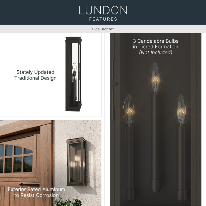 Kichler - 59163OZ - Three Light Outdoor Wall Mount - Lundon - Olde Bronze