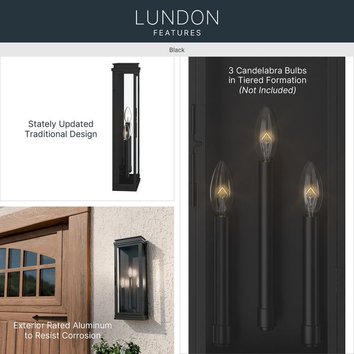 Kichler - 59162BK - Three Light Outdoor Wall Mount - Lundon - Black