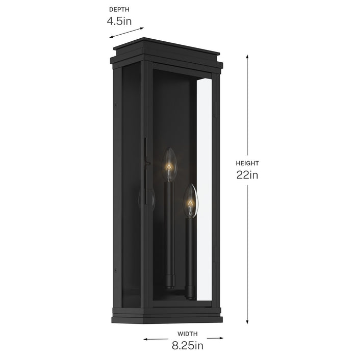 Kichler - 59164BK - Three Light Outdoor Wall Mount - Lundon - Black