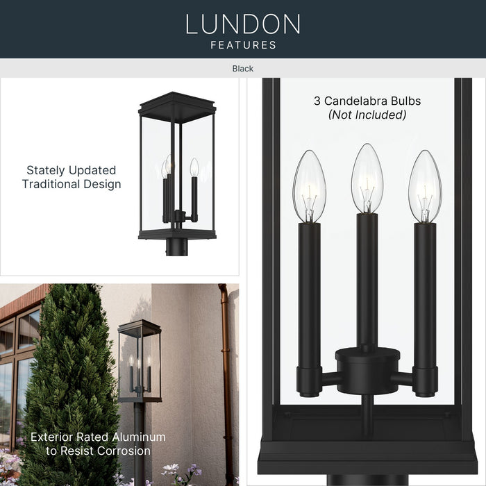 Kichler - 59166BK - Three Light Outdoor Post Lantern - Lundon - Black