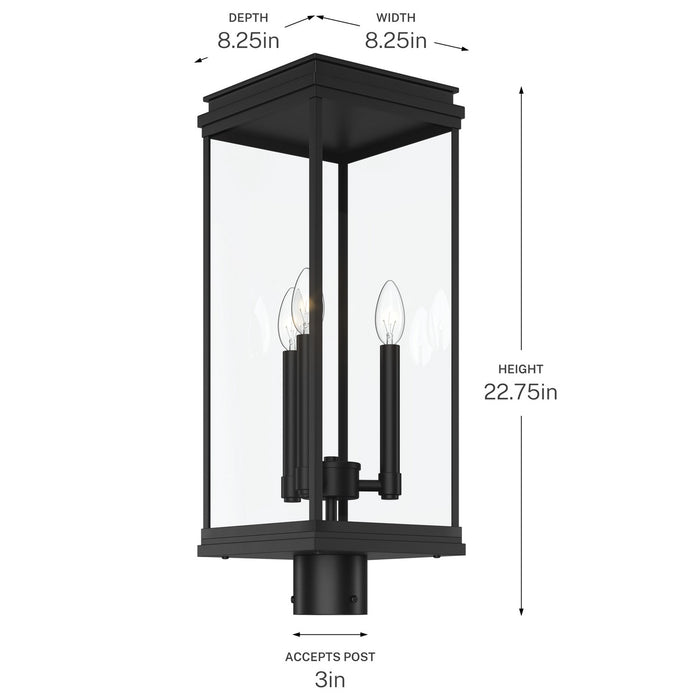 Kichler - 59166BK - Three Light Outdoor Post Lantern - Lundon - Black