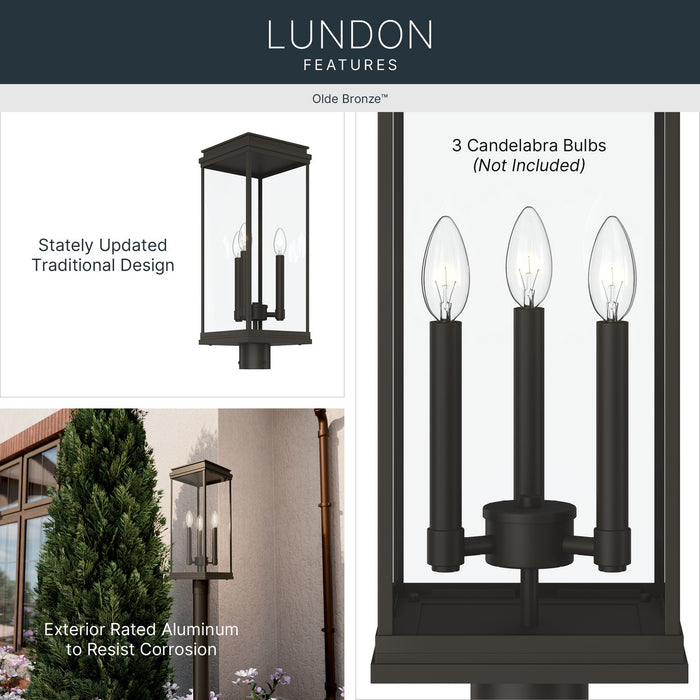 Kichler - 59166OZ - Three Light Outdoor Post Lantern - Lundon - Olde Bronze