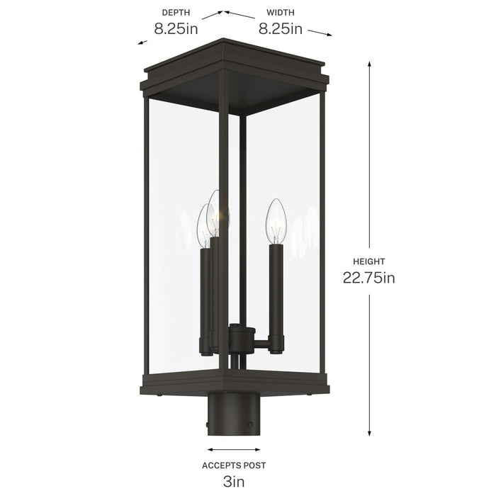 Kichler - 59166OZ - Three Light Outdoor Post Lantern - Lundon - Olde Bronze