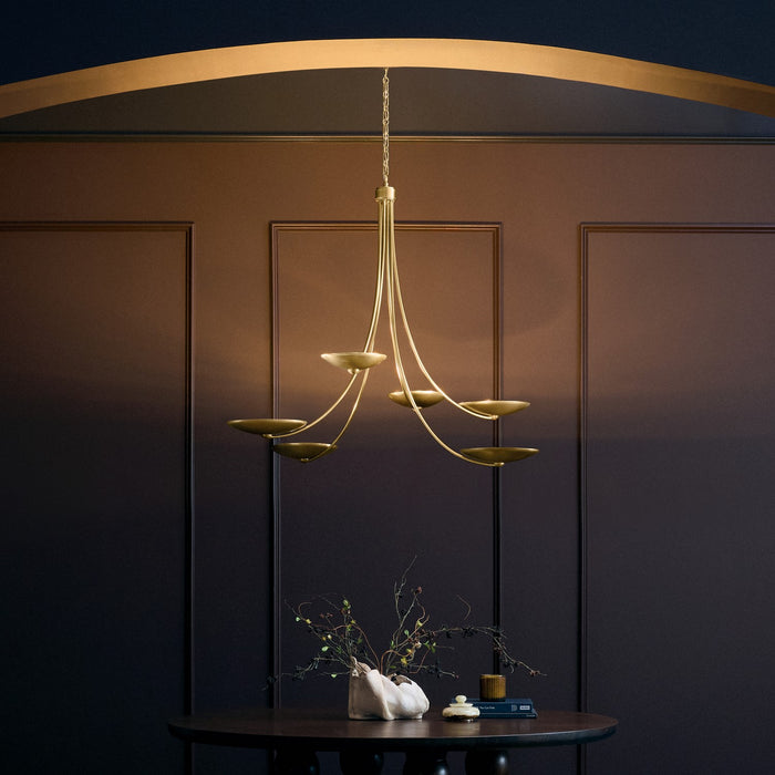 Kichler - 52857LBR - Six Light Chandelier - Palmela - Lacquered Brass