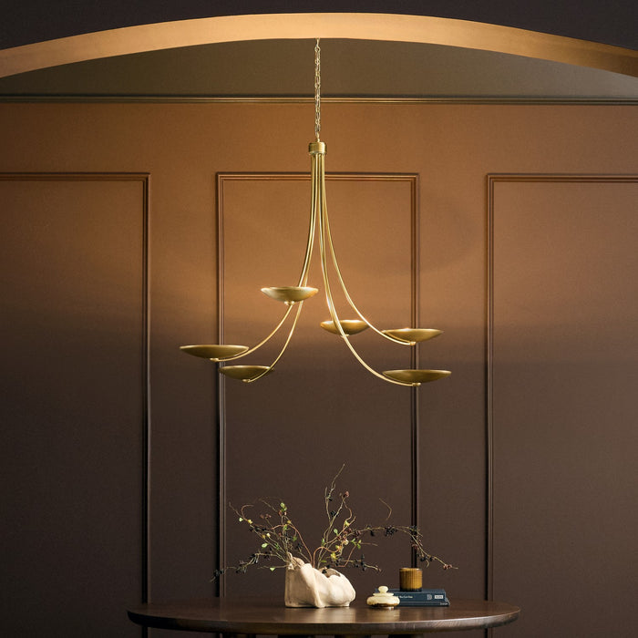 Kichler - 52857LBR - Six Light Chandelier - Palmela - Lacquered Brass