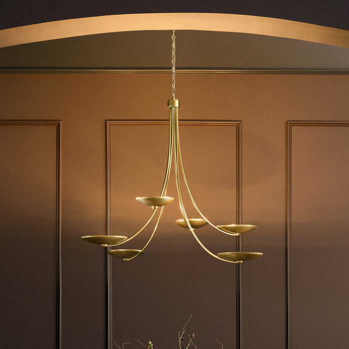 Kichler - 52857LBR - Six Light Chandelier - Palmela - Lacquered Brass