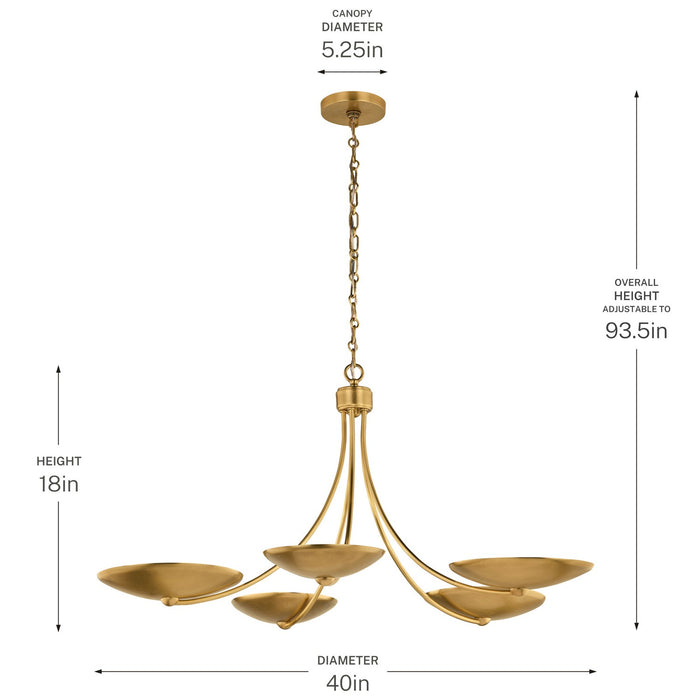 Kichler - 52856LBR - Five Light Chandelier - Palmela - Lacquered Brass