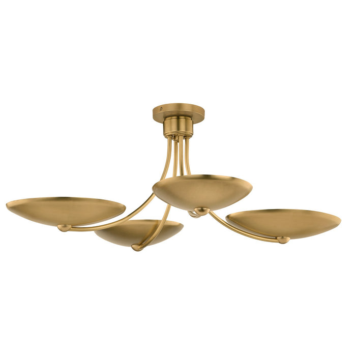 Kichler - 52854LBR - Four Light Chandelier/Semi Flush - Palmela - Lacquered Brass