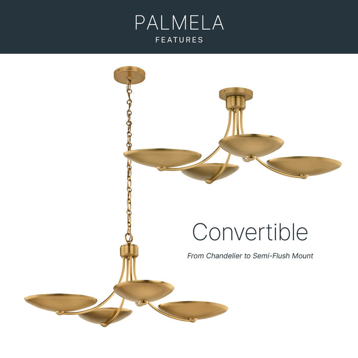 Kichler - 52854LBR - Four Light Chandelier/Semi Flush - Palmela - Lacquered Brass