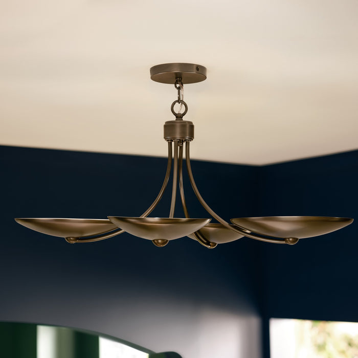 Kichler - 52854LBRLBZ - Four Light Chandelier/Semi Flush - Palmela - Lacquered Brass