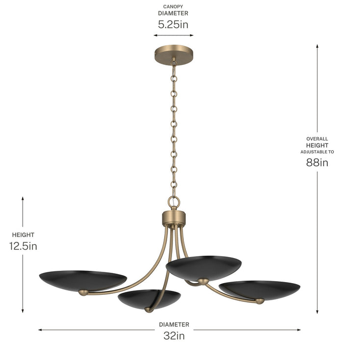 Kichler - 52854CPZBK - Four Light Chandelier/Semi Flush - Palmela - Champagne Bronze