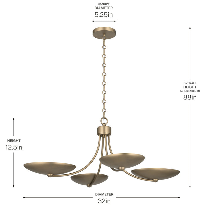 Kichler - 52854CPZ - Four Light Chandelier/Semi Flush - Palmela - Champagne Bronze