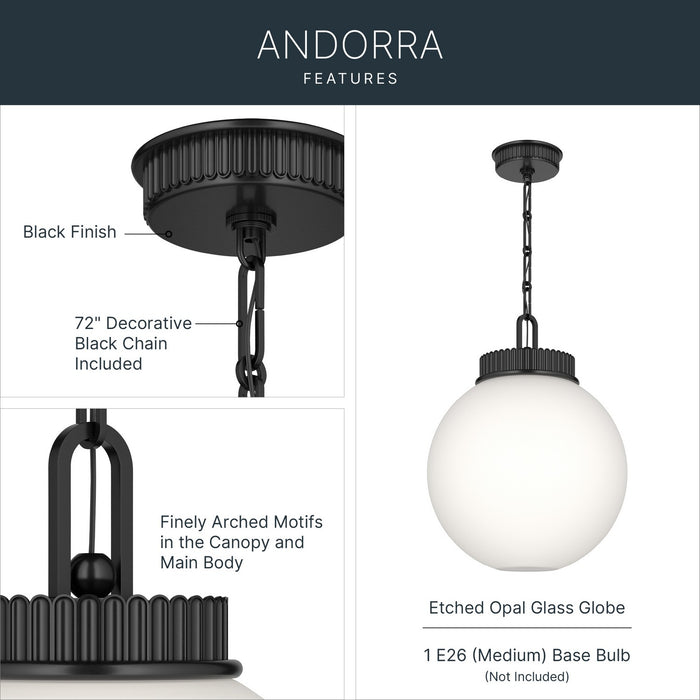 Kichler - 52867BK - One Light Pendant - Andorra - Black