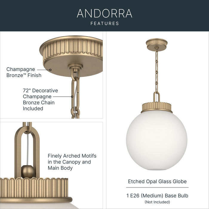 Kichler - 52867CPZ - One Light Pendant - Andorra - Champagne Bronze