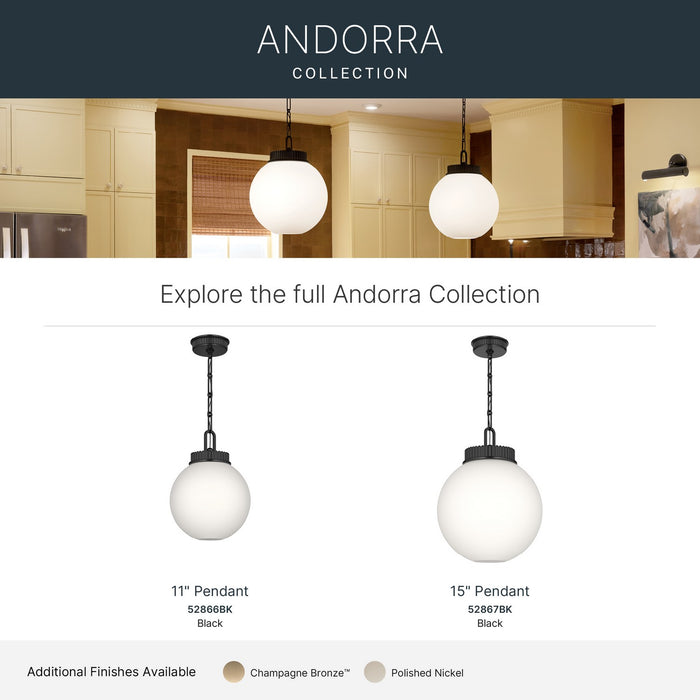 Kichler - 52866BK - One Light Pendant - Andorra - Black