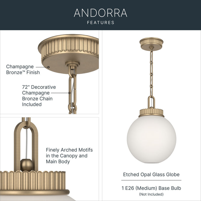 Kichler - 52866CPZ - One Light Pendant - Andorra - Champagne Bronze