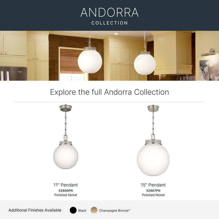 Kichler - 52866PN - One Light Pendant - Andorra - Polished Nickel