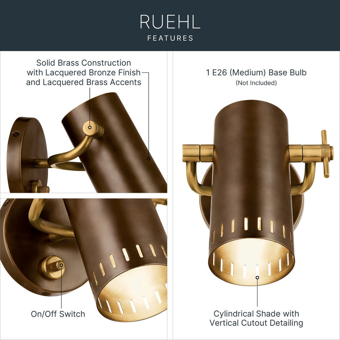 Kichler - 52840LBZ - LED Wall Sconce - Ruehl - Lacquered Bronze