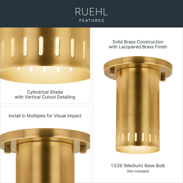 Kichler - 52842LBR - LED Flush Mount - Ruehl - Lacquered Brass