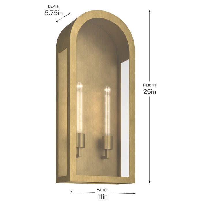 Kichler - 59203NBR - Two Light Outdoor Wall Mount - Marea - Natural Brass