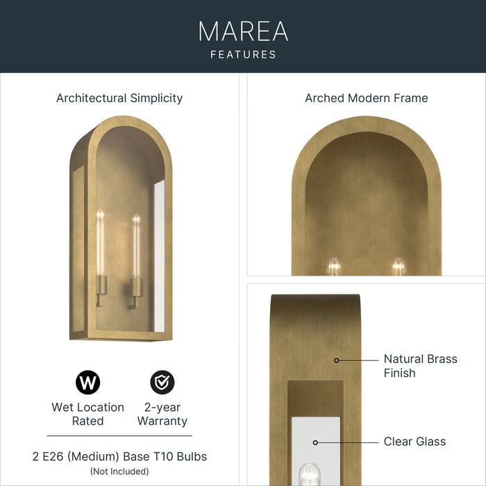 Kichler - 59203NBR - Two Light Outdoor Wall Mount - Marea - Natural Brass
