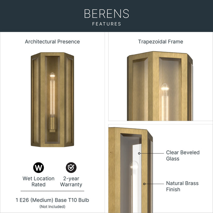 Kichler - 59214NBR - One Light Outdoor Wall Mount - Berens - Natural Brass