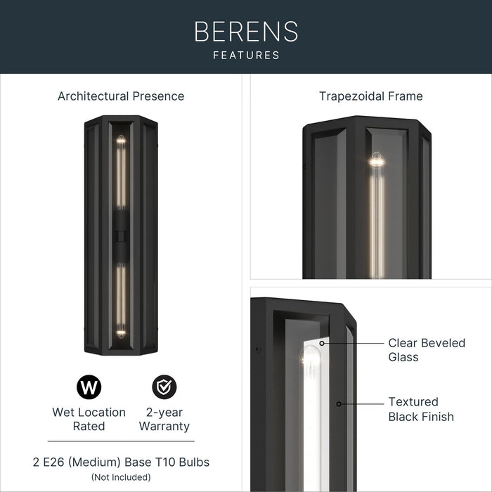 Kichler - 59216BKT - Two Light Outdoor Wall Mount - Berens - Textured Black