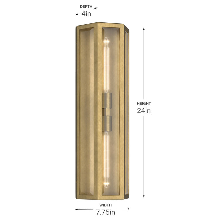 Kichler - 59216NBR - Two Light Outdoor Wall Mount - Berens - Natural Brass
