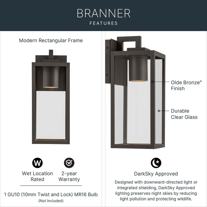 Kichler - 59111OZDS - One Light Outdoor Wall Mount - Branner - Olde Bronze