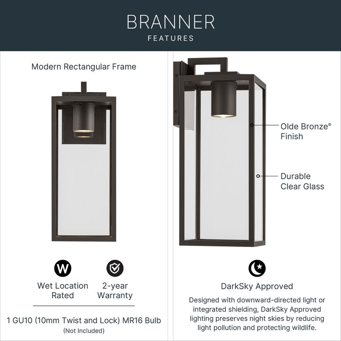 Kichler - 59112OZDS - One Light Outdoor Wall Mount - Branner - Olde Bronze