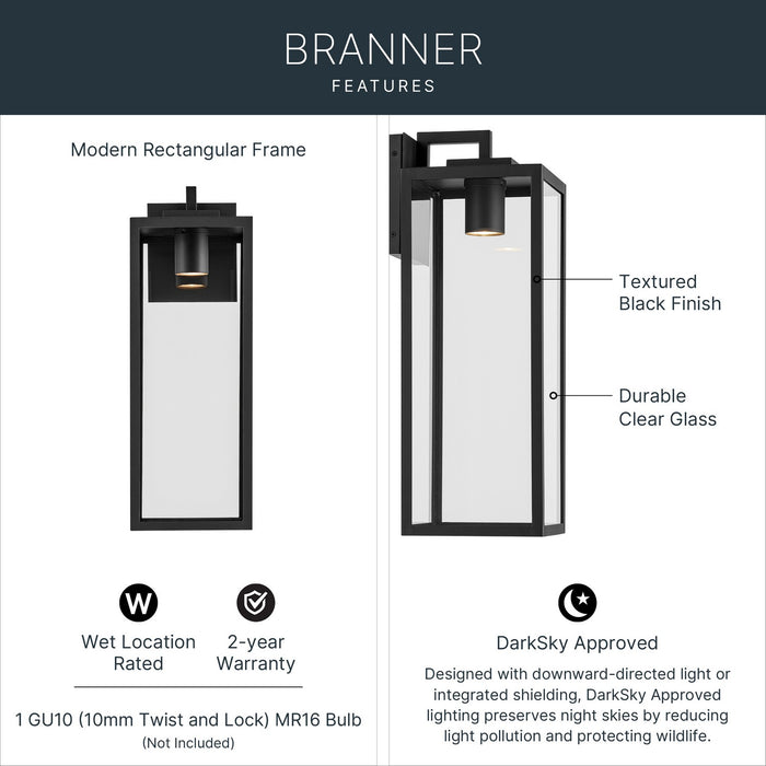 Kichler - 59113BKTDS - One Light Outdoor Wall Mount - Branner - Textured Black