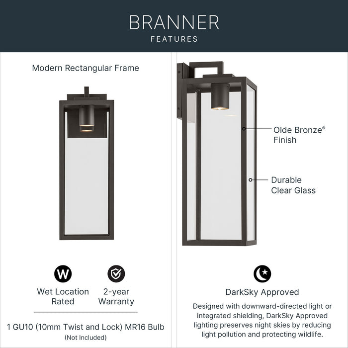 Kichler - 59113OZDS - One Light Outdoor Wall Mount - Branner - Olde Bronze
