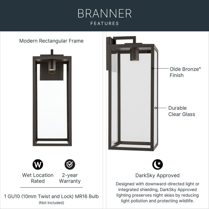 Kichler - 59114OZDS - One Light Outdoor Wall Mount - Branner - Olde Bronze