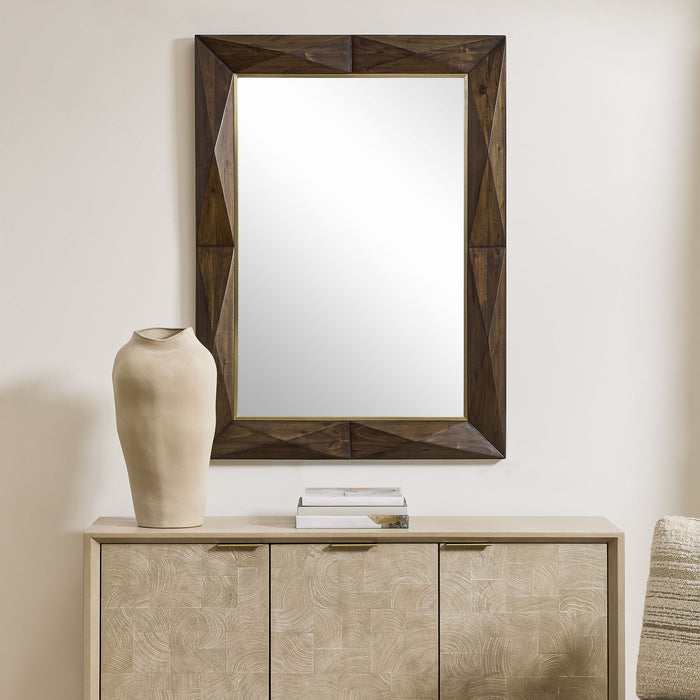 Uttermost - 08285 - Mirror - Diamond In The Rough - Dark Walnut Stain With A Brass Plated Stainless Steel