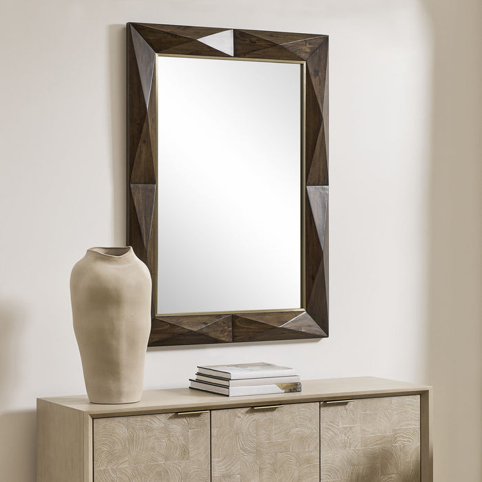 Uttermost - 08285 - Mirror - Diamond In The Rough - Dark Walnut Stain With A Brass Plated Stainless Steel
