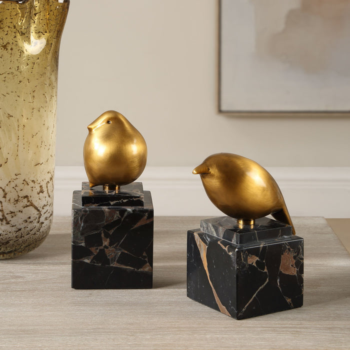 Uttermost - 18301 - Figurines Set/2 - Golden Finch - Caramel Brown
