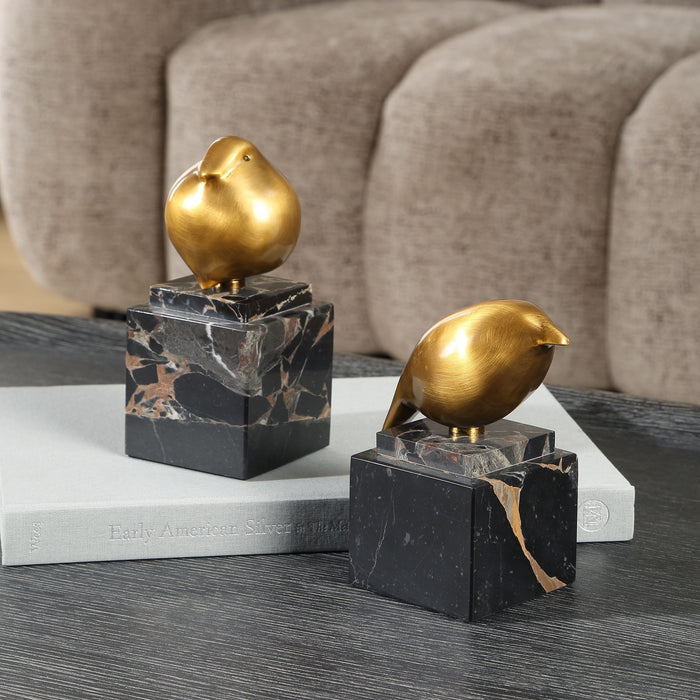 Uttermost - 18301 - Figurines Set/2 - Golden Finch - Caramel Brown