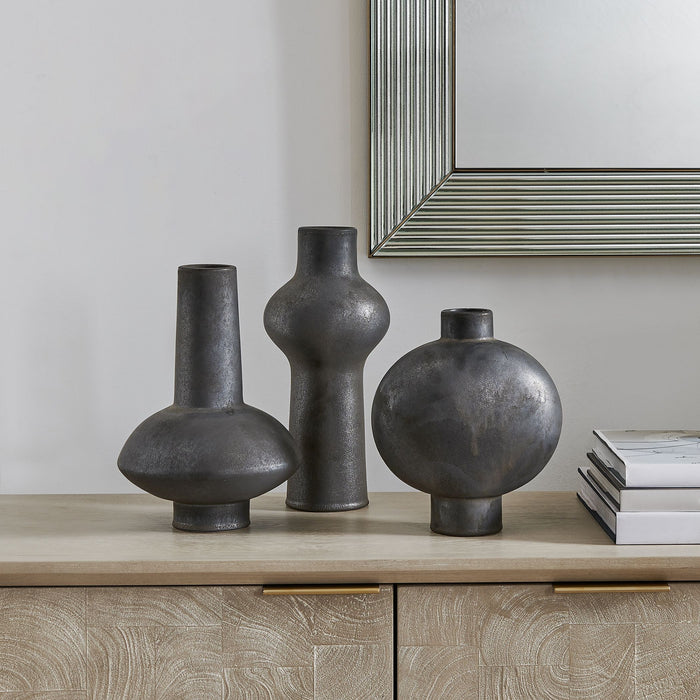 Uttermost - 18304 - Vases Set/3 - Charcoal Bloom - Distressed Black