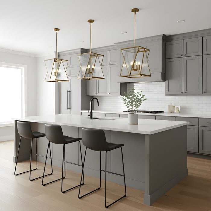 Quoizel - CLO1814BWS - Four Light Pendant - Clovis - Brushed Weathered Brass