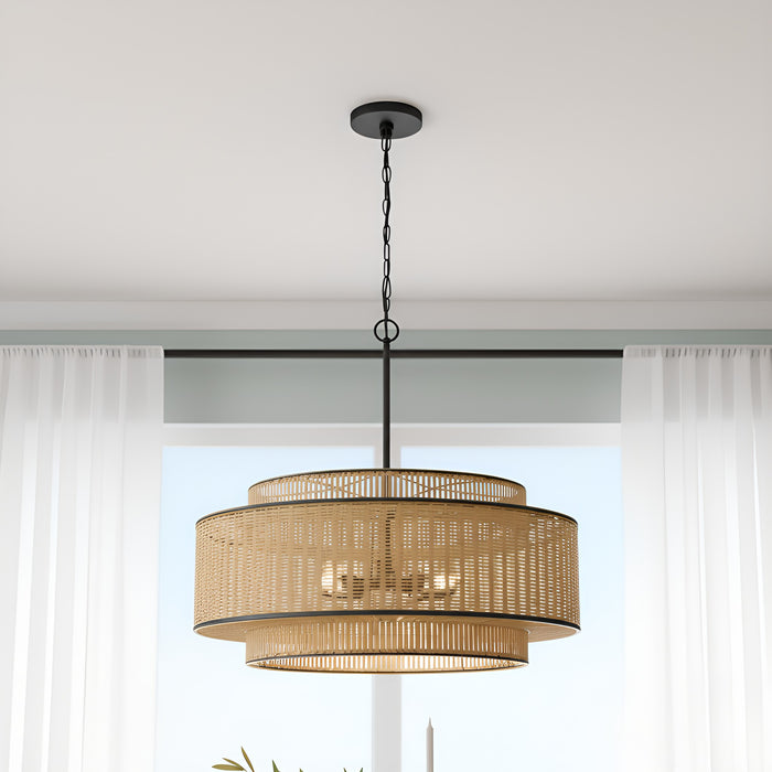 Quoizel - TET2830MBK - Five Light Pendant - Teton - Matte Black