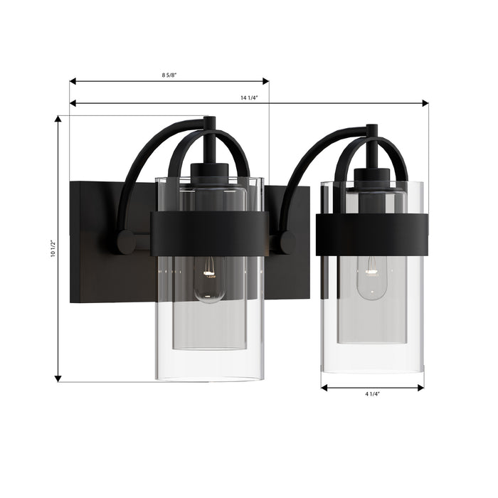 Minka-Lavery - 1912-899 - Two Light Vanity - Ravik - Dark Matte Black