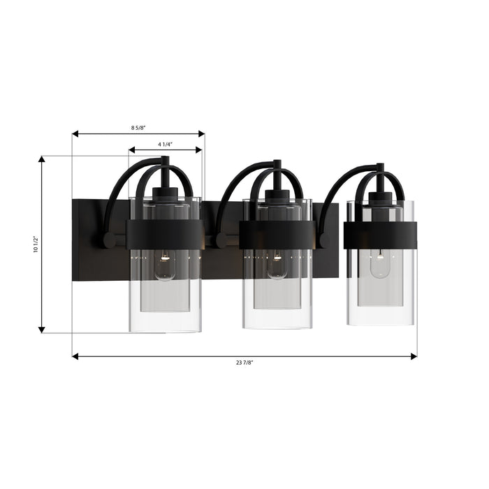 Minka-Lavery - 1913-899 - Three Light Vanity - Ravik - Dark Matte Black