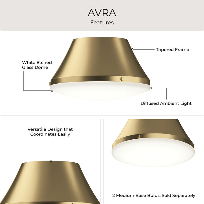 Progress Lighting - P350305-191 - Two Light Flush Mount - Avra - Brushed Gold